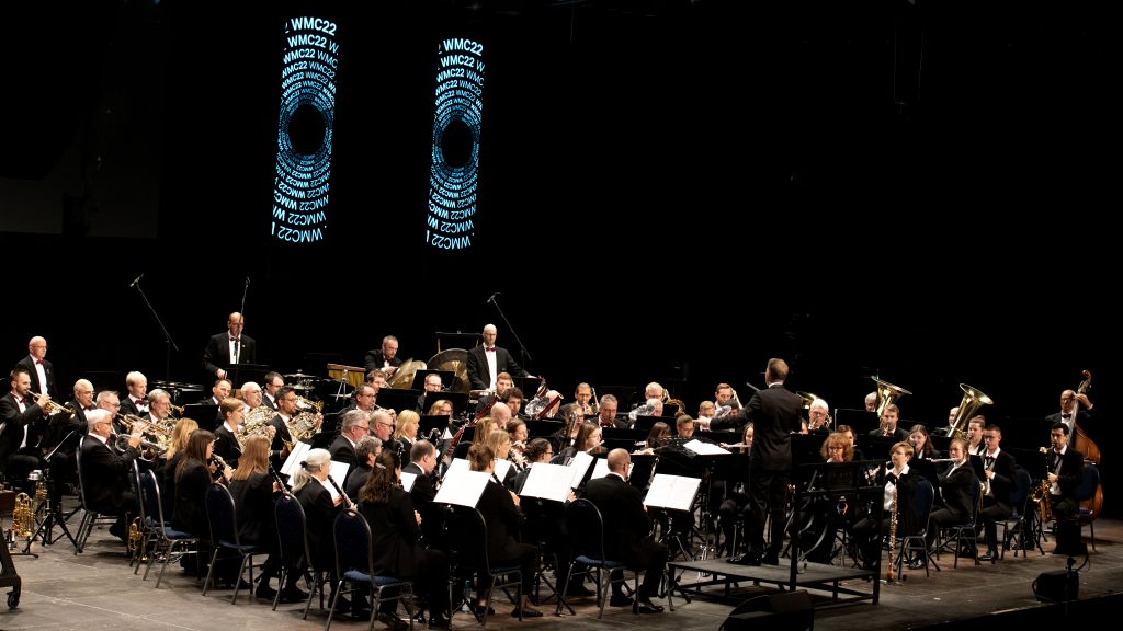 Foto des sinfonischen Blasorchesters beim World Music Contest im Juli 2022.