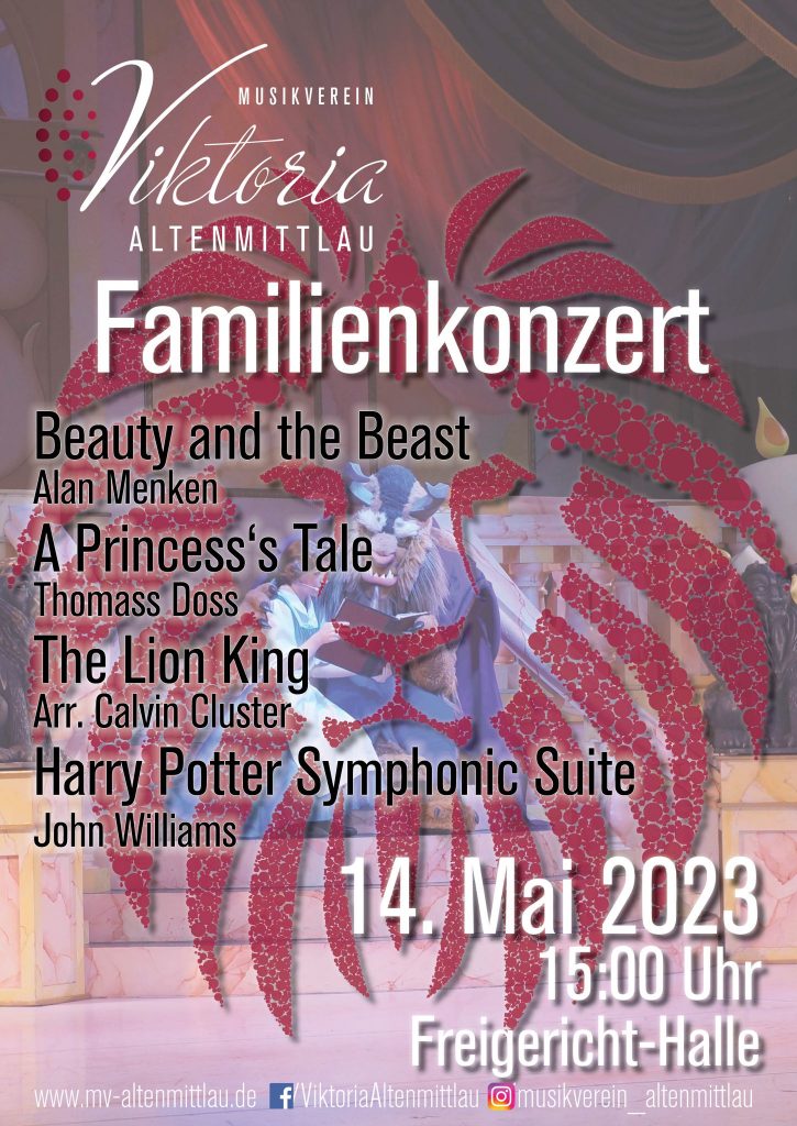 Werbeplakat zum Familienkonzert des Musikvereins Viktoria Altenmittlau an Muttertag 2023.